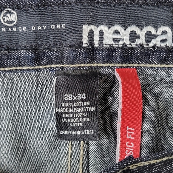 Mecca Jeans Men Size 38X34 38X35 Classic Fit Wide Leg Dark Wash High Rise Cotton - Picture 6 of 9